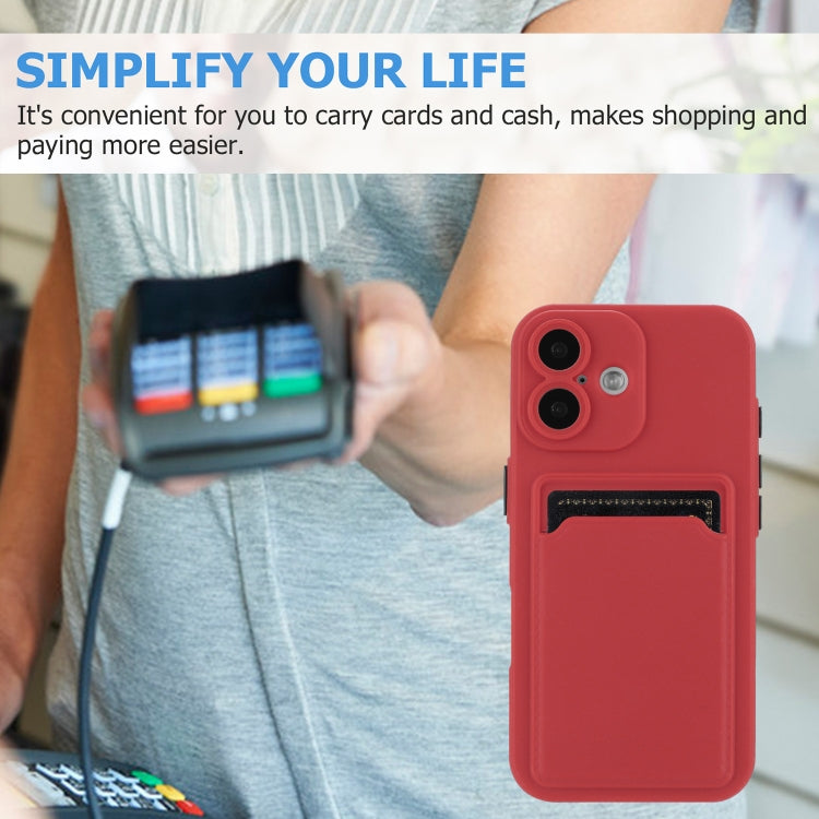 For iPhone 16 Plus Skin Feel Card Contrast Color Button TPU Phone Case