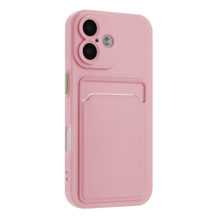 For iPhone 16 Plus Skin Feel Card Contrast Color Button TPU Phone Case