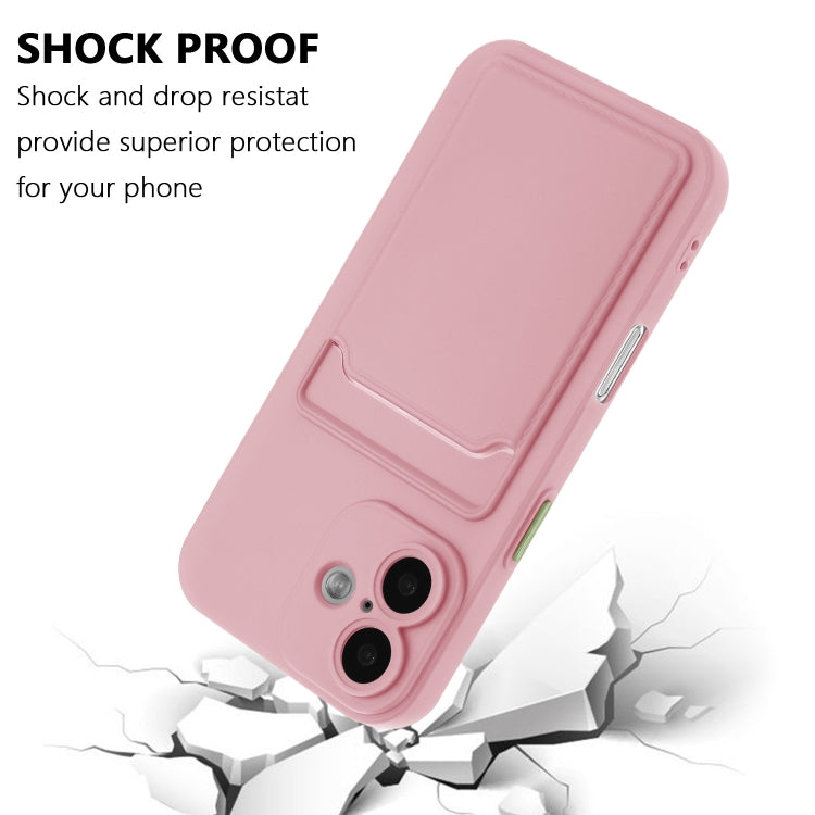 For iPhone 16 Plus Skin Feel Card Contrast Color Button TPU Phone Case