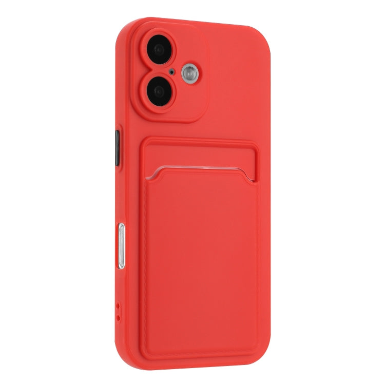 For iPhone 16 Plus Skin Feel Card Contrast Color Button TPU Phone Case