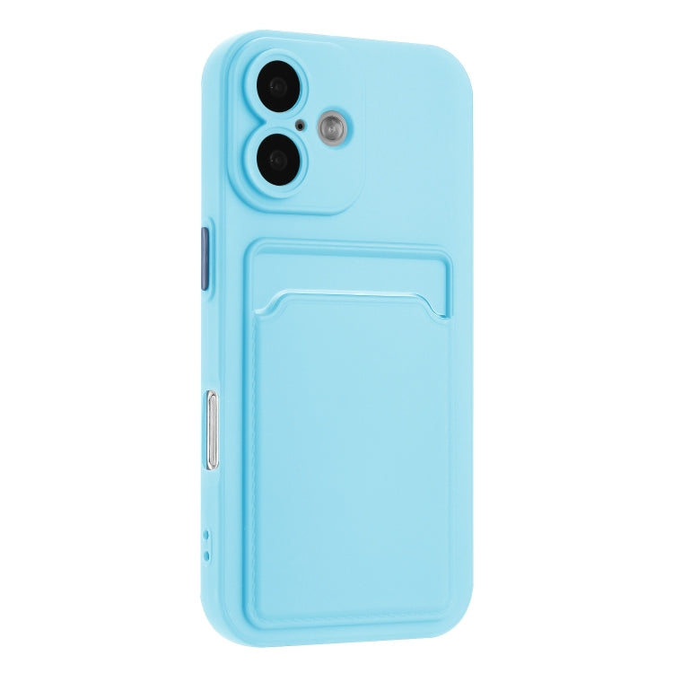For iPhone 16 Plus Skin Feel Card Contrast Color Button TPU Phone Case