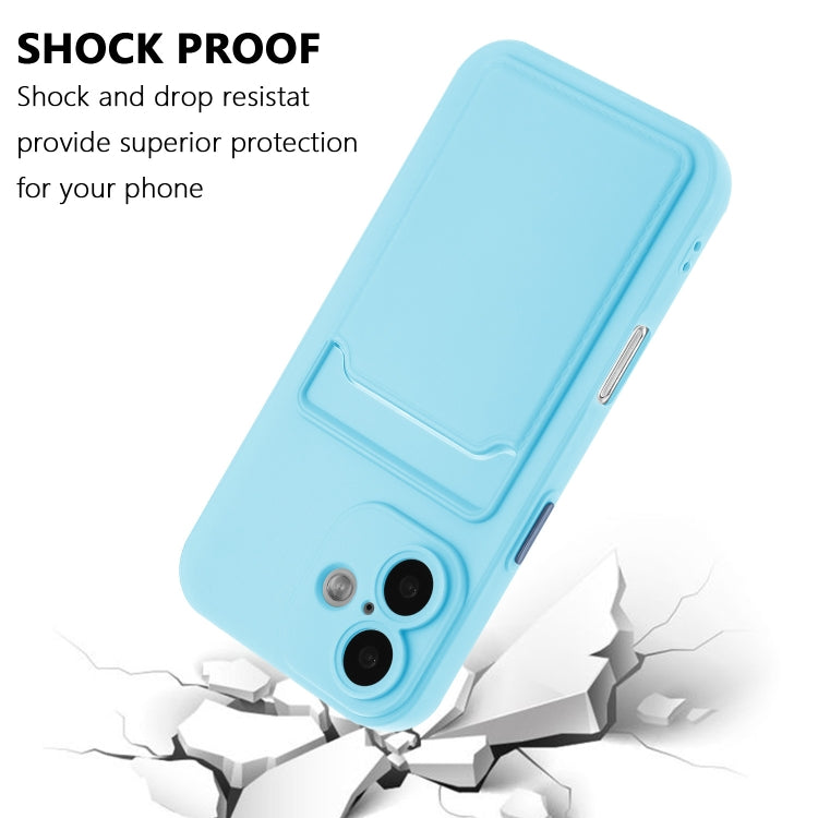 For iPhone 16 Plus Skin Feel Card Contrast Color Button TPU Phone Case