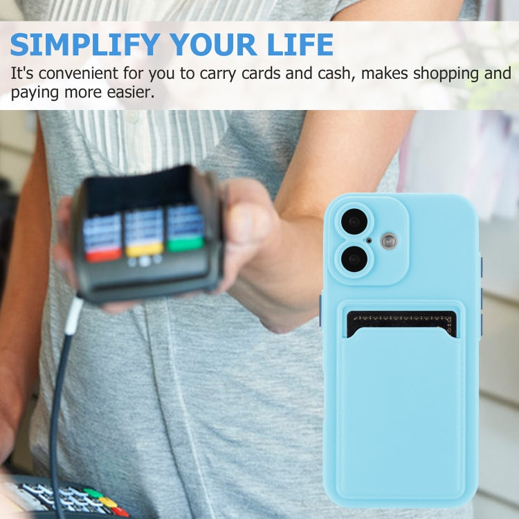 For iPhone 16 Plus Skin Feel Card Contrast Color Button TPU Phone Case