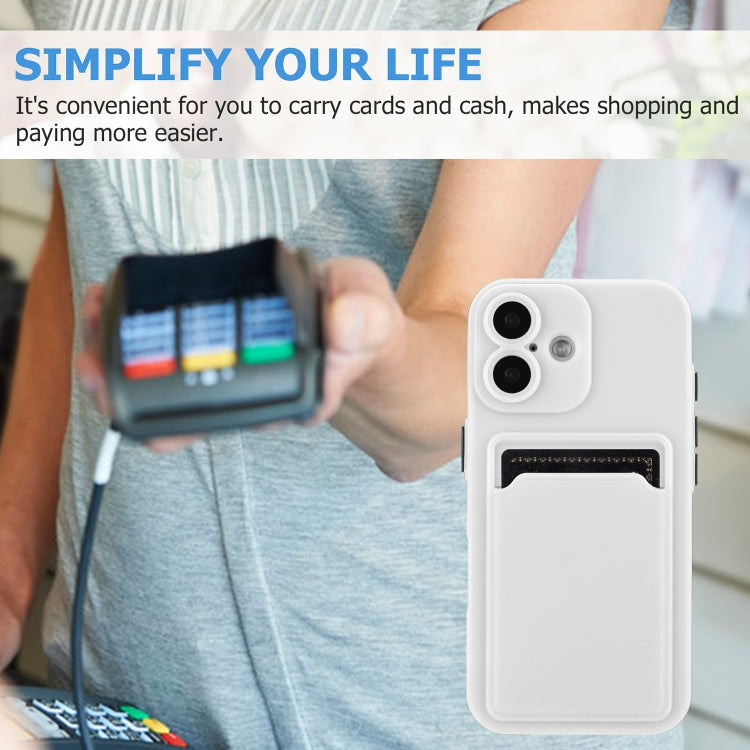 For iPhone 16 Plus Skin Feel Card Contrast Color Button TPU Phone Case