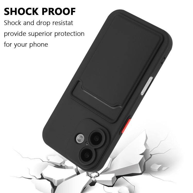 For iPhone 16 Plus Skin Feel Card Contrast Color Button TPU Phone Case