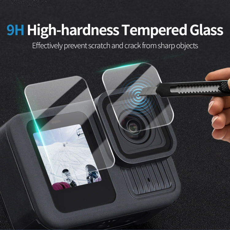 For GoPro HERO13 Black Sunnylife 3 in 1 Lens Protector Front and Rear Screen Tempered Glass Films, Quantity:1 + 1 + 1 Sets