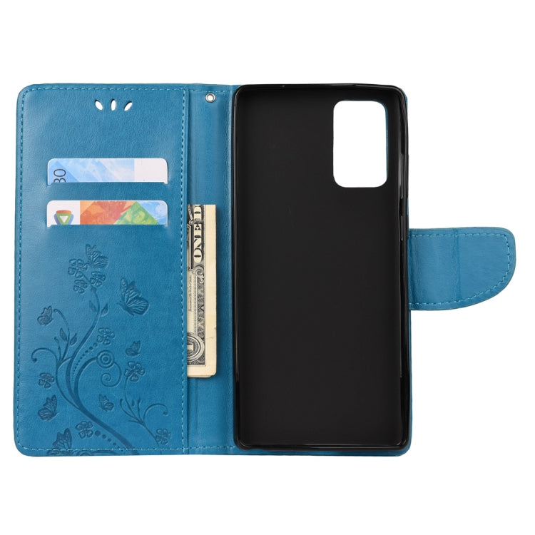 For Samsung Galaxy Note20 Butterfly Flower Embossing Horizontal Flip Leather Case with Holder & Card Slots & Wallet