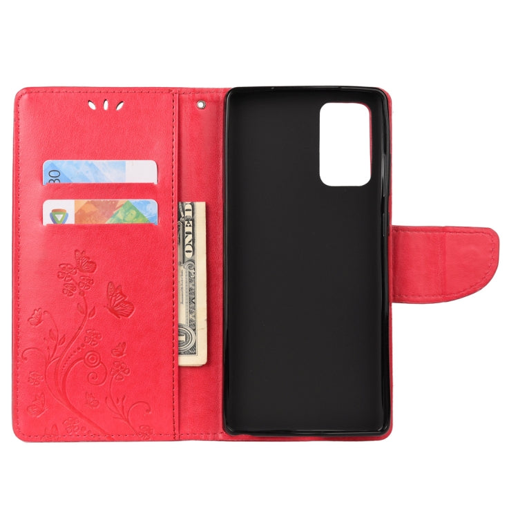 For Samsung Galaxy Note20 Butterfly Flower Embossing Horizontal Flip Leather Case with Holder & Card Slots & Wallet