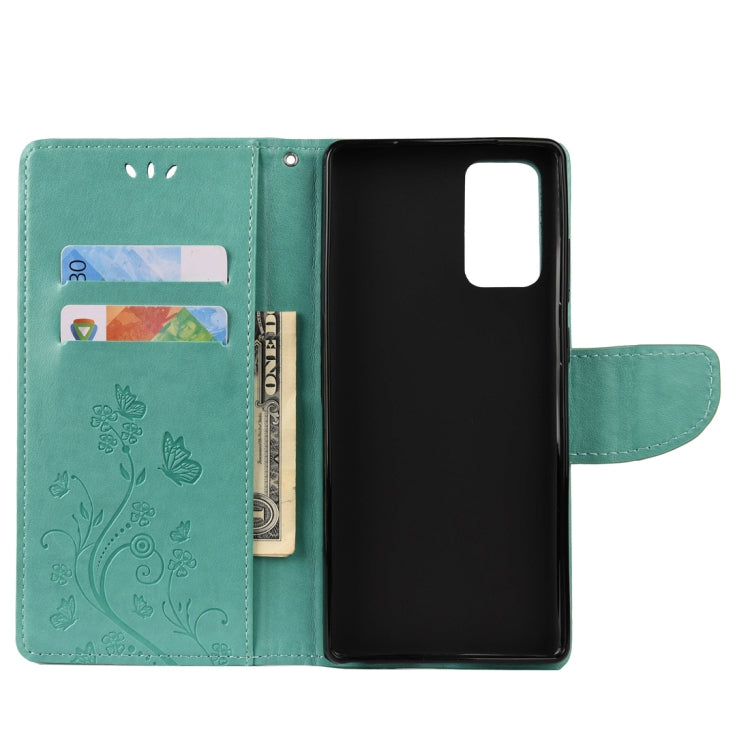 For Samsung Galaxy Note20 Butterfly Flower Embossing Horizontal Flip Leather Case with Holder & Card Slots & Wallet