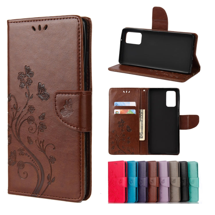 For Samsung Galaxy Note20 Ultra Butterfly Flower Embossing Horizontal Flip Leather Case with Holder & Card Slots & Wallet