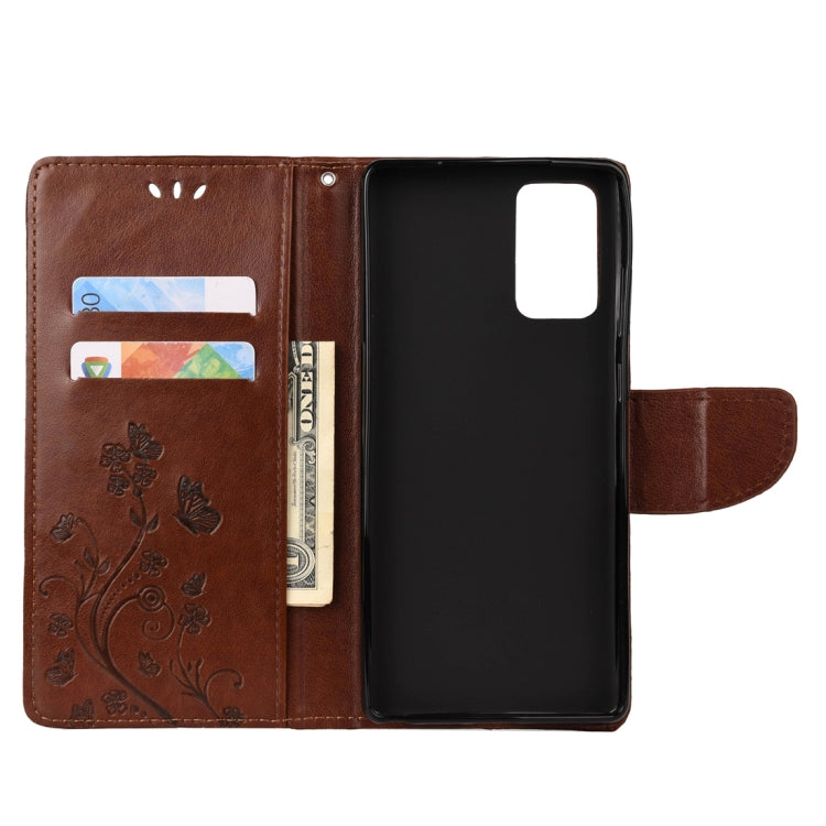 For Samsung Galaxy Note20 Ultra Butterfly Flower Embossing Horizontal Flip Leather Case with Holder & Card Slots & Wallet