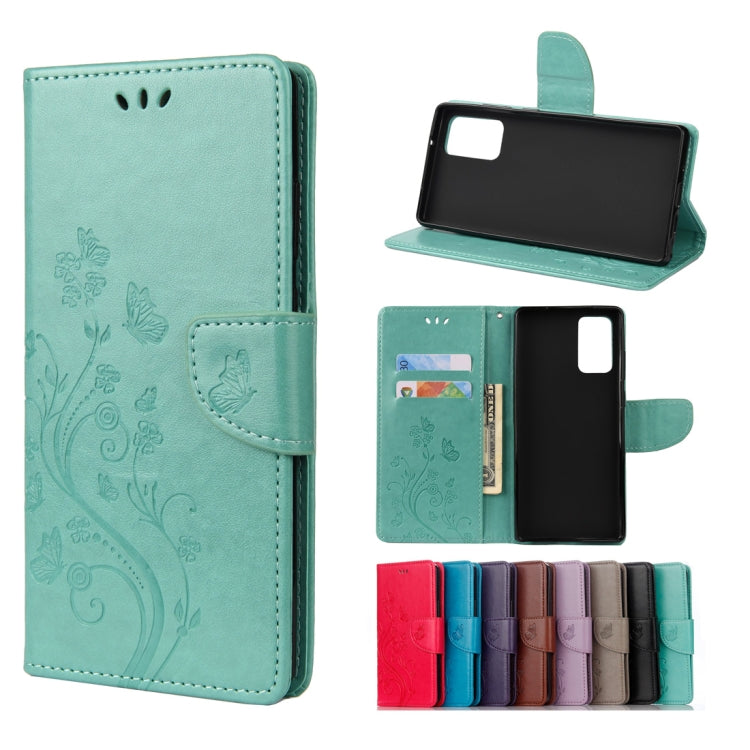 For Samsung Galaxy Note20 Ultra Butterfly Flower Embossing Horizontal Flip Leather Case with Holder & Card Slots & Wallet