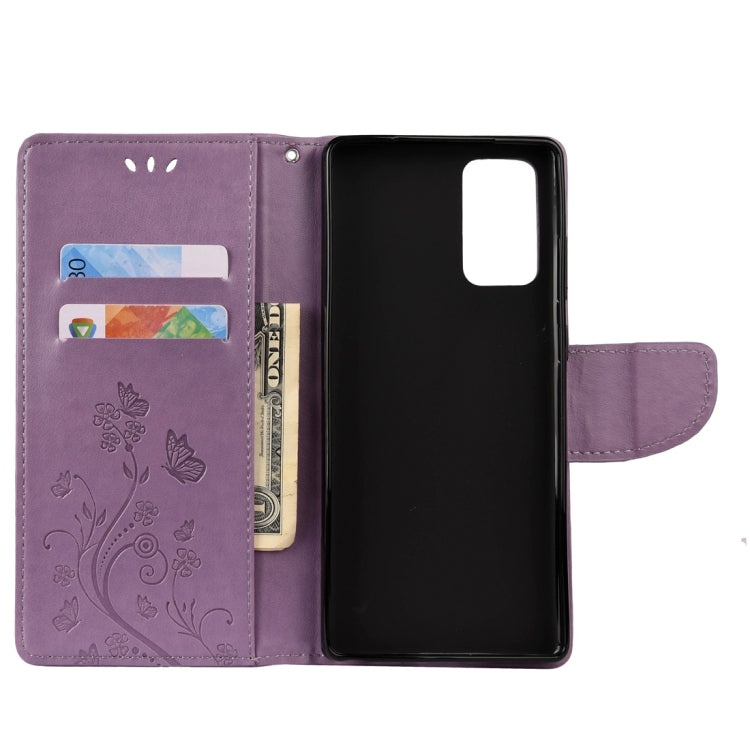 For Samsung Galaxy Note20 Ultra Butterfly Flower Embossing Horizontal Flip Leather Case with Holder & Card Slots & Wallet