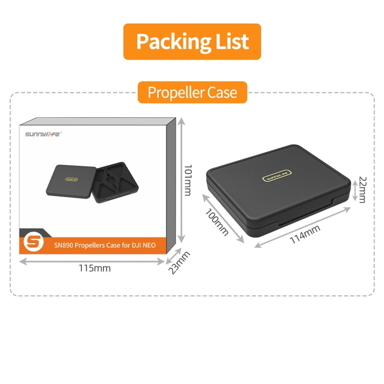 For DJI Neo Sunnylife NEO Propellers Case Storage Mini Travel Case Box - Black