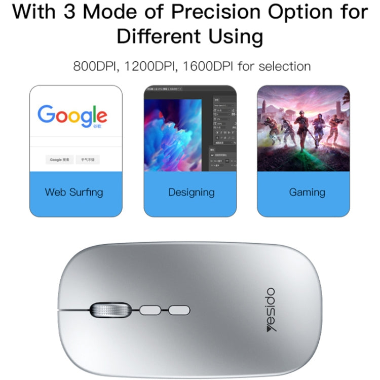 Yesido KB15 Slim 2.4G Rechargeable Wireless Optical Mouse - White