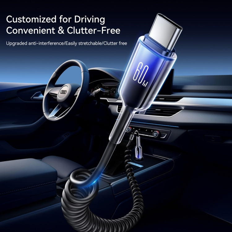 JOYROOM S-A43 60W USB-C / Type-C to USB-C / Type-C Coiled Fast Charging Data Cable, Length:1.5m - Black