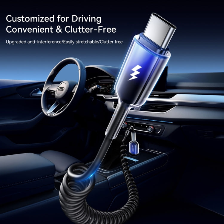 JOYROOM S-A43 3A USB to USB-C / Type-C Coiled Fast Charging Data Cable, Length:1.5m - Black