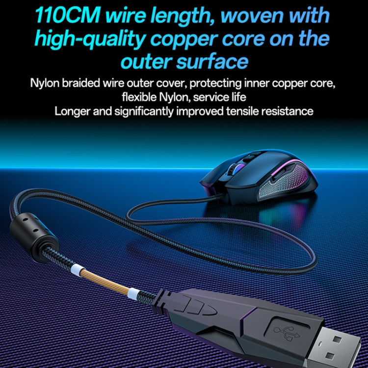 Yesido KB20 USB 7200DPI RGB Wired Mouse - Black