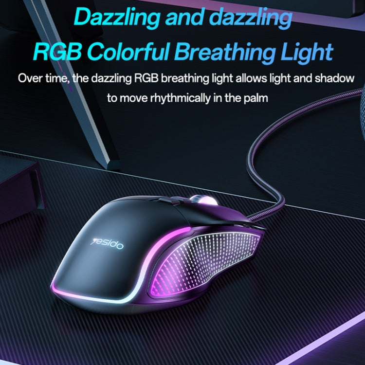 Yesido KB20 USB 7200DPI RGB Wired Mouse - Black