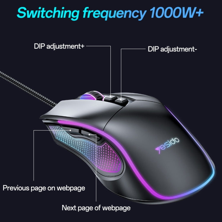 Yesido KB20 USB 7200DPI RGB Wired Mouse - Black