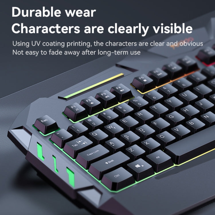 Yesido KB21 104-key 1.5m USB Wired Keyboard with Breathing Light - Black
