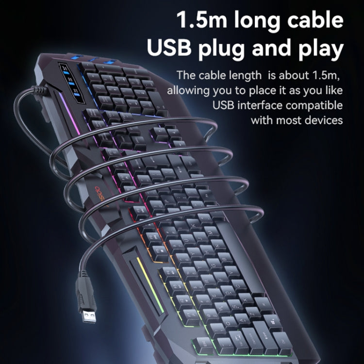 Yesido KB21 104-key 1.5m USB Wired Keyboard with Breathing Light - Black