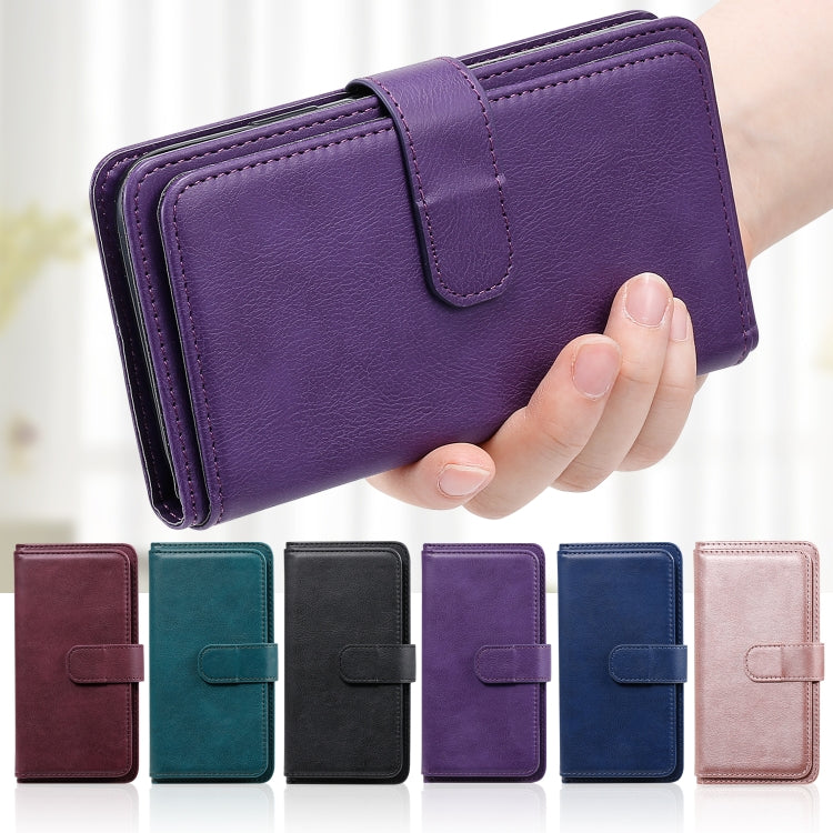 For Xiaomi Redmi 10X 5G / Redmi 10X Pro 5G Multifunctional Magnetic Copper Buckle Horizontal Flip Solid Color Leather Case with 10 Card Slots & Wallet & Holder & Photo Frame