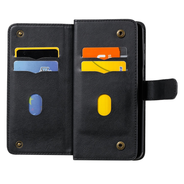 For Xiaomi Redmi Note 9S Multifunctional Magnetic Copper Buckle Horizontal Flip Solid Color Leather Case with 10 Card Slots & Wallet & Holder & Photo Frame