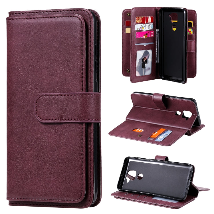 For Xiaomi Redmi Note 9 Multifunctional Magnetic Copper Buckle Horizontal Flip Solid Color Leather Case with 10 Card Slots & Wallet & Holder & Photo Frame