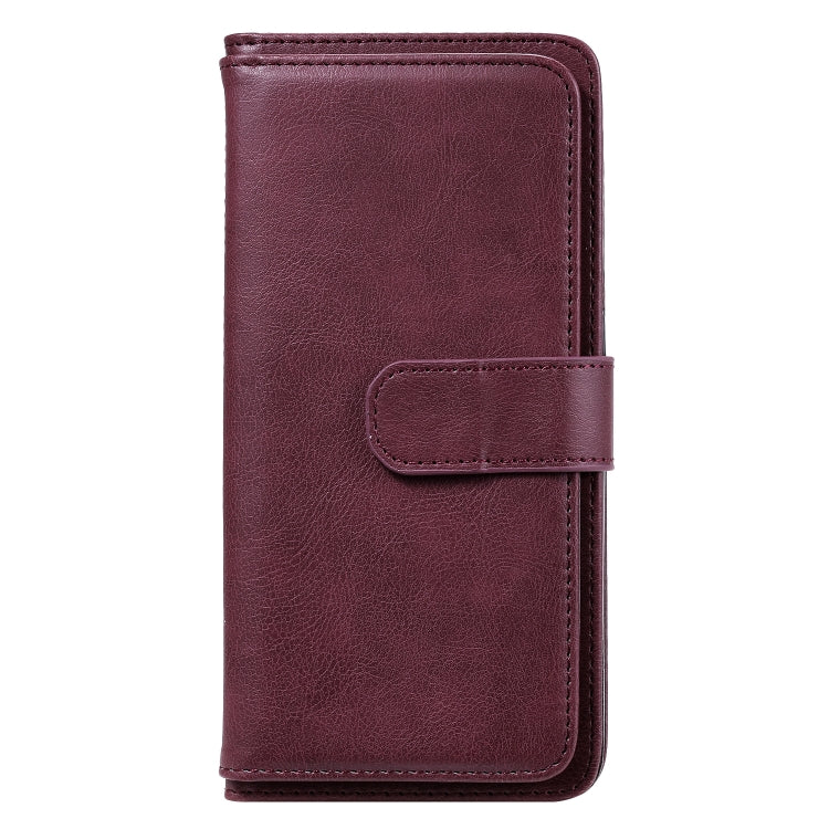 For Xiaomi Redmi Note 9 Multifunctional Magnetic Copper Buckle Horizontal Flip Solid Color Leather Case with 10 Card Slots & Wallet & Holder & Photo Frame