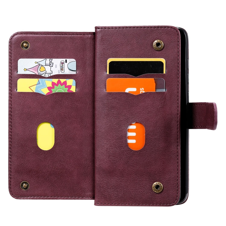 For Xiaomi Redmi Note 9 Multifunctional Magnetic Copper Buckle Horizontal Flip Solid Color Leather Case with 10 Card Slots & Wallet & Holder & Photo Frame