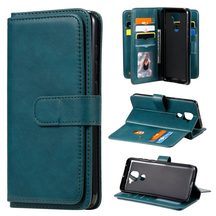 For Xiaomi Redmi Note 9 Multifunctional Magnetic Copper Buckle Horizontal Flip Solid Color Leather Case with 10 Card Slots & Wallet & Holder & Photo Frame