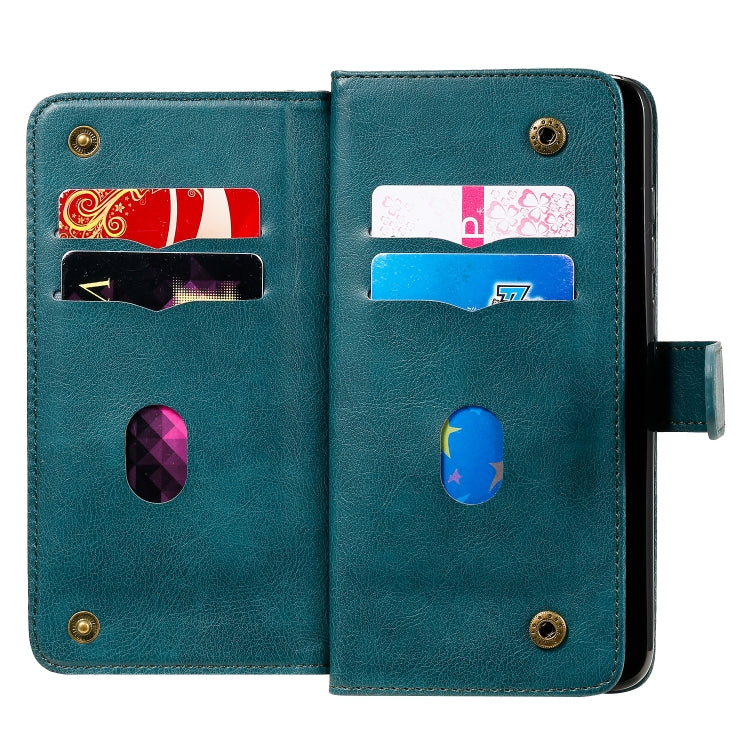For Xiaomi Redmi Note 9 Multifunctional Magnetic Copper Buckle Horizontal Flip Solid Color Leather Case with 10 Card Slots & Wallet & Holder & Photo Frame