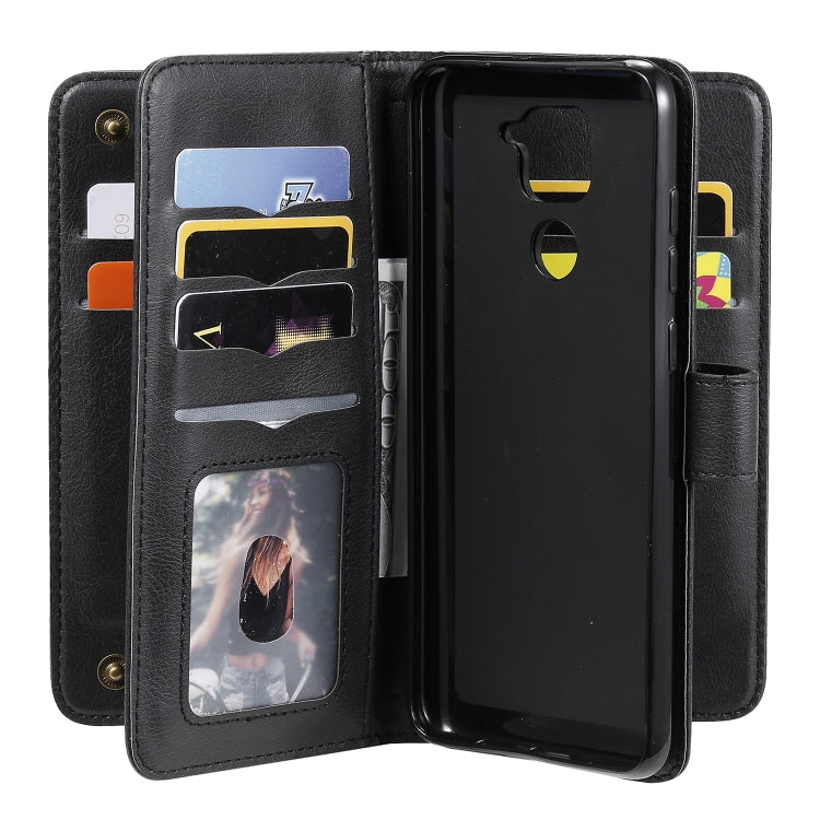 For Xiaomi Redmi Note 9 Multifunctional Magnetic Copper Buckle Horizontal Flip Solid Color Leather Case with 10 Card Slots & Wallet & Holder & Photo Frame