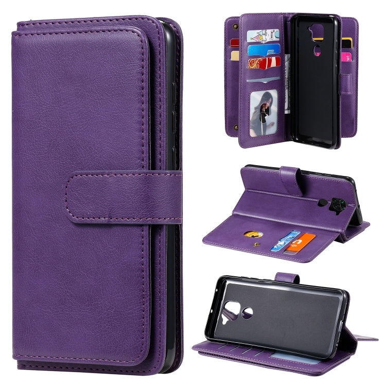 For Xiaomi Redmi Note 9 Multifunctional Magnetic Copper Buckle Horizontal Flip Solid Color Leather Case with 10 Card Slots & Wallet & Holder & Photo Frame