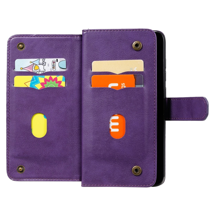 For Xiaomi Redmi Note 9 Multifunctional Magnetic Copper Buckle Horizontal Flip Solid Color Leather Case with 10 Card Slots & Wallet & Holder & Photo Frame