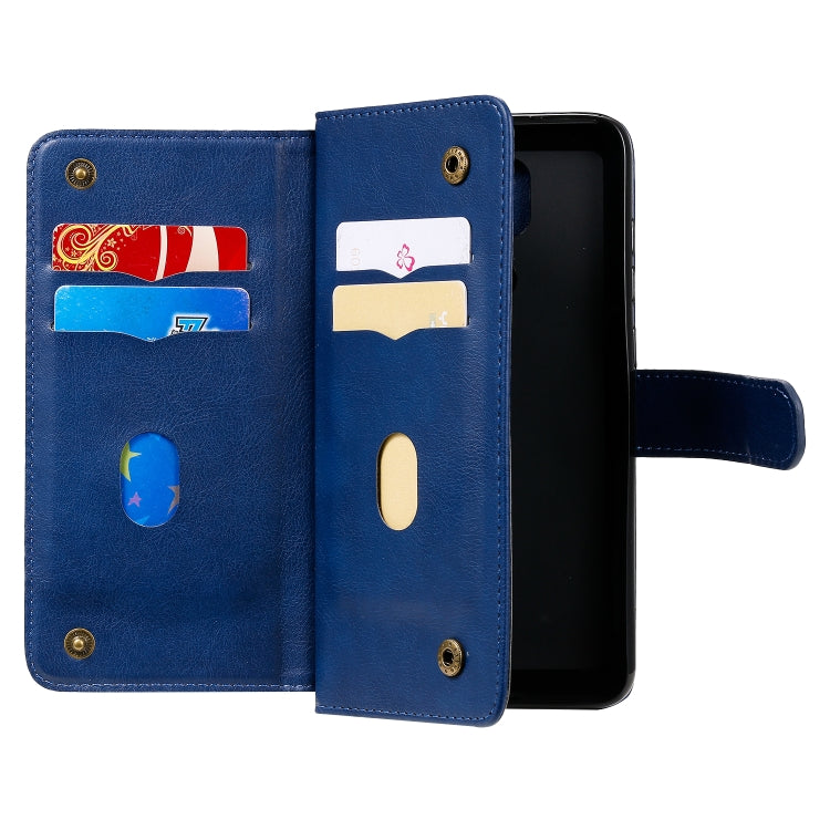 For Xiaomi Redmi Note 9 Multifunctional Magnetic Copper Buckle Horizontal Flip Solid Color Leather Case with 10 Card Slots & Wallet & Holder & Photo Frame