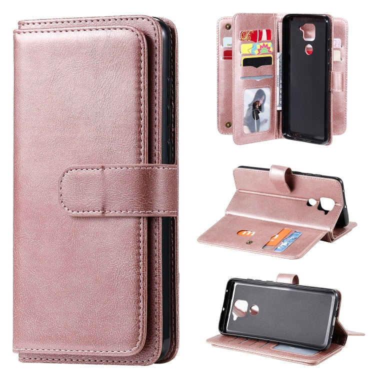 For Xiaomi Redmi Note 9 Multifunctional Magnetic Copper Buckle Horizontal Flip Solid Color Leather Case with 10 Card Slots & Wallet & Holder & Photo Frame