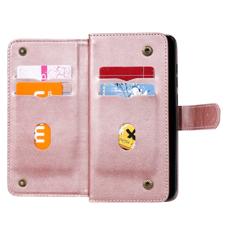 For Xiaomi Redmi Note 9 Multifunctional Magnetic Copper Buckle Horizontal Flip Solid Color Leather Case with 10 Card Slots & Wallet & Holder & Photo Frame
