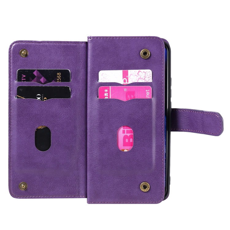 For Xiaomi Redmi 9 Multifunctional Magnetic Copper Buckle Horizontal Flip Solid Color Leather Case with 10 Card Slots & Wallet & Holder & Photo Frame