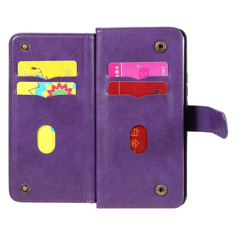 For Xiaomi Mi 10 Lite Multifunctional Magnetic Copper Buckle Horizontal Flip Solid Color Leather Case with 10 Card Slots & Wallet & Holder & Photo Frame