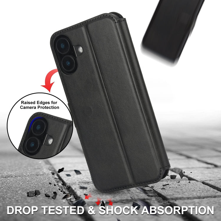 For iPhone 16 Plus Shockproof PU + TPU Leather Phone Case