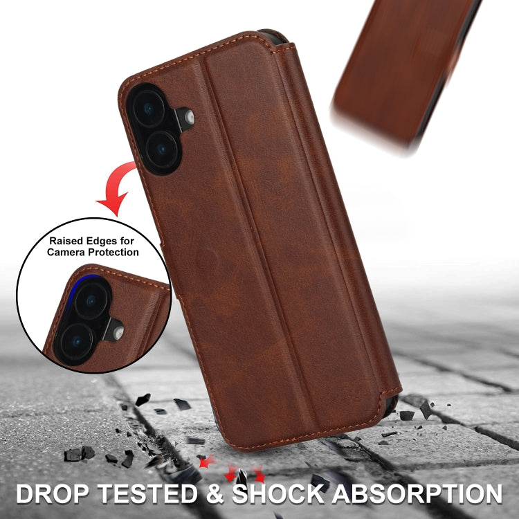 For iPhone 16 Plus Shockproof PU + TPU Leather Phone Case