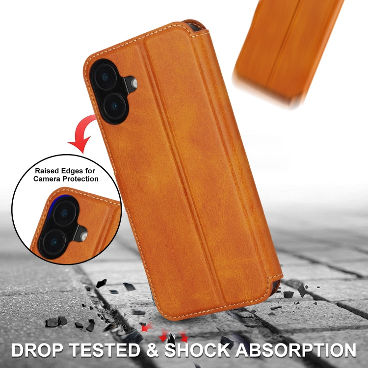 For iPhone 16 Shockproof PU + TPU Leather Phone Case