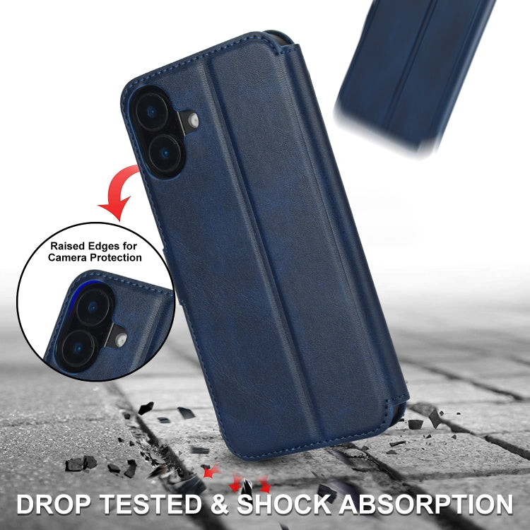 For iPhone 16 Shockproof PU + TPU Leather Phone Case
