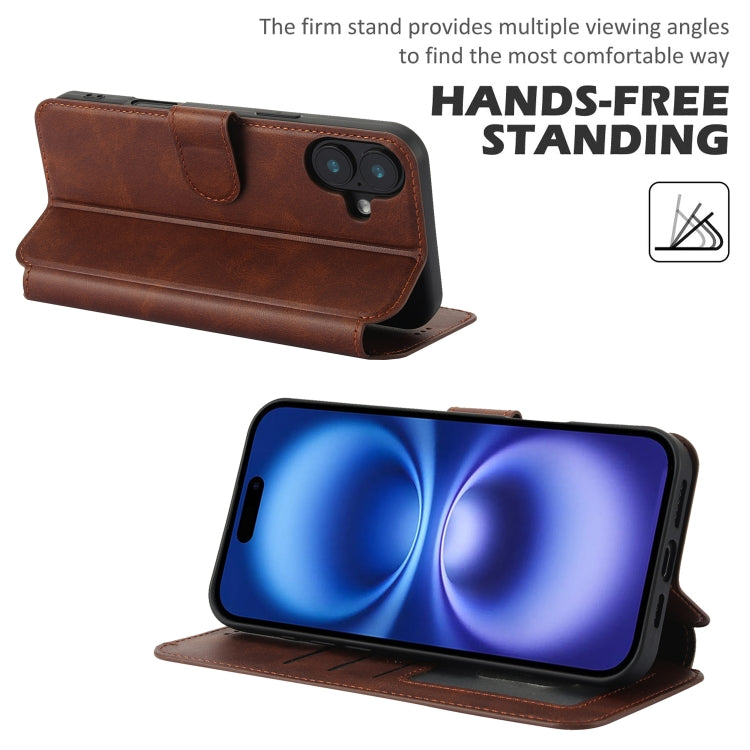For iPhone 16 Shockproof PU + TPU Leather Phone Case