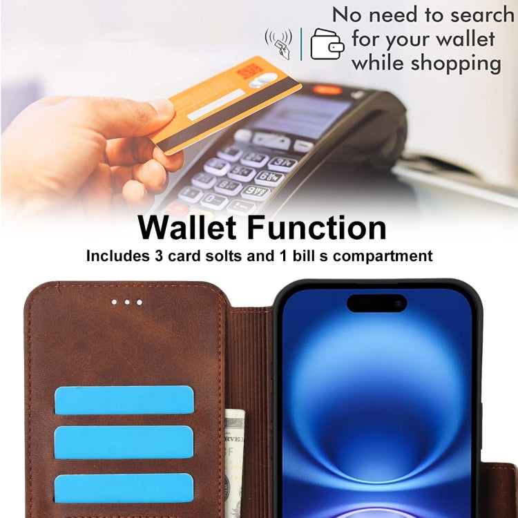 For iPhone 16 Shockproof PU + TPU Leather Phone Case
