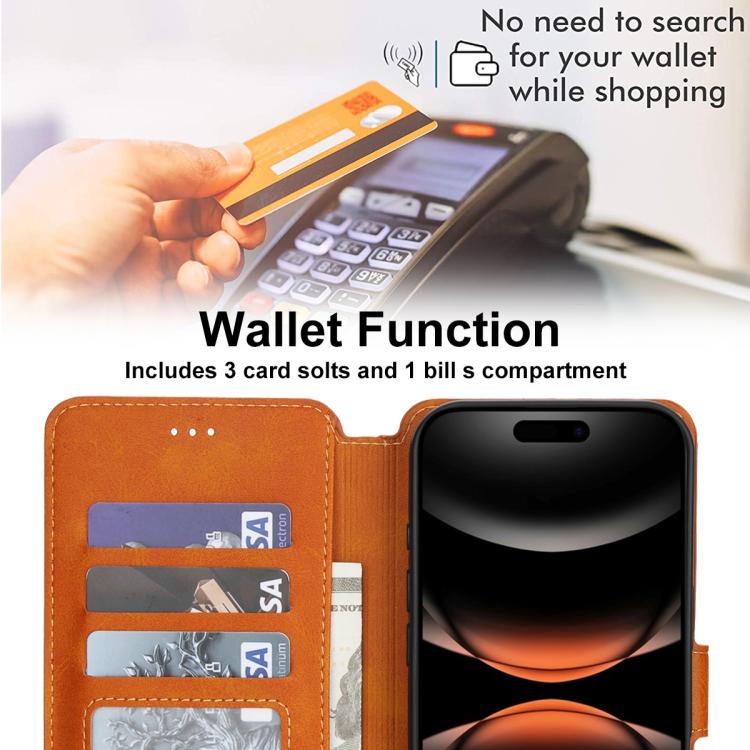 For iPhone 17 Pro Max Shockproof PU + TPU Leather Phone Case
