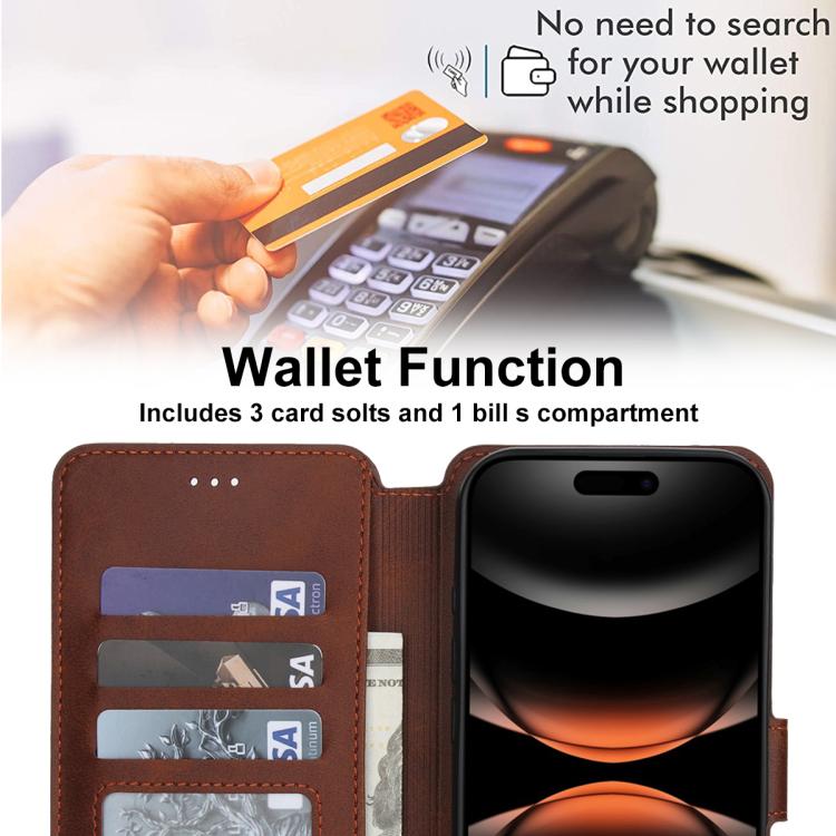 For iPhone 17 Pro Shockproof PU + TPU Leather Phone Case