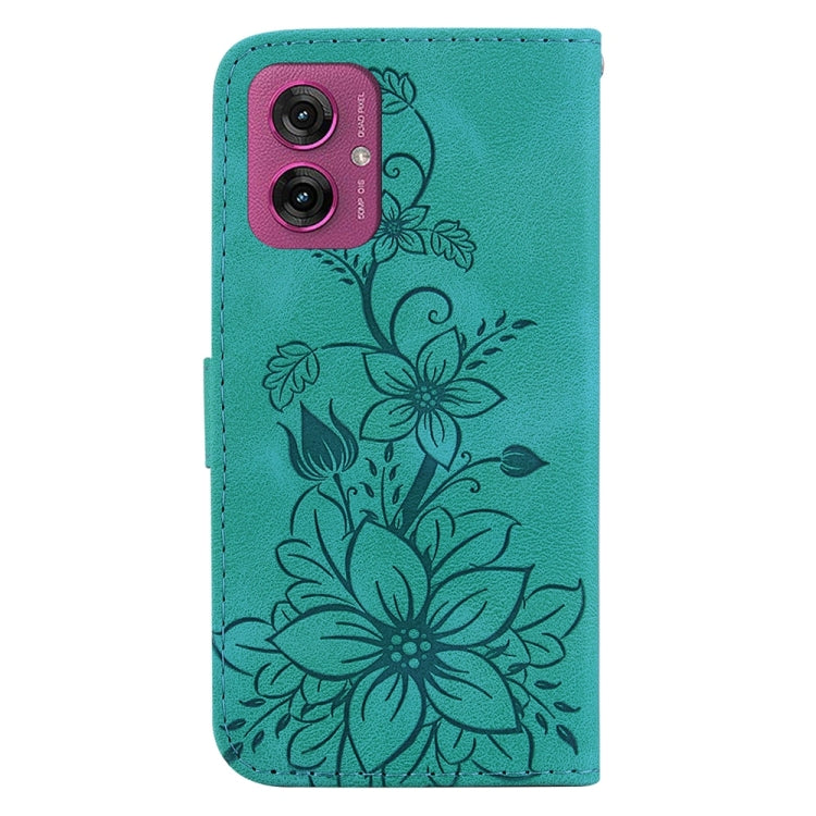 For Motorola Moto G55 Lily Embossed Leather Phone Case